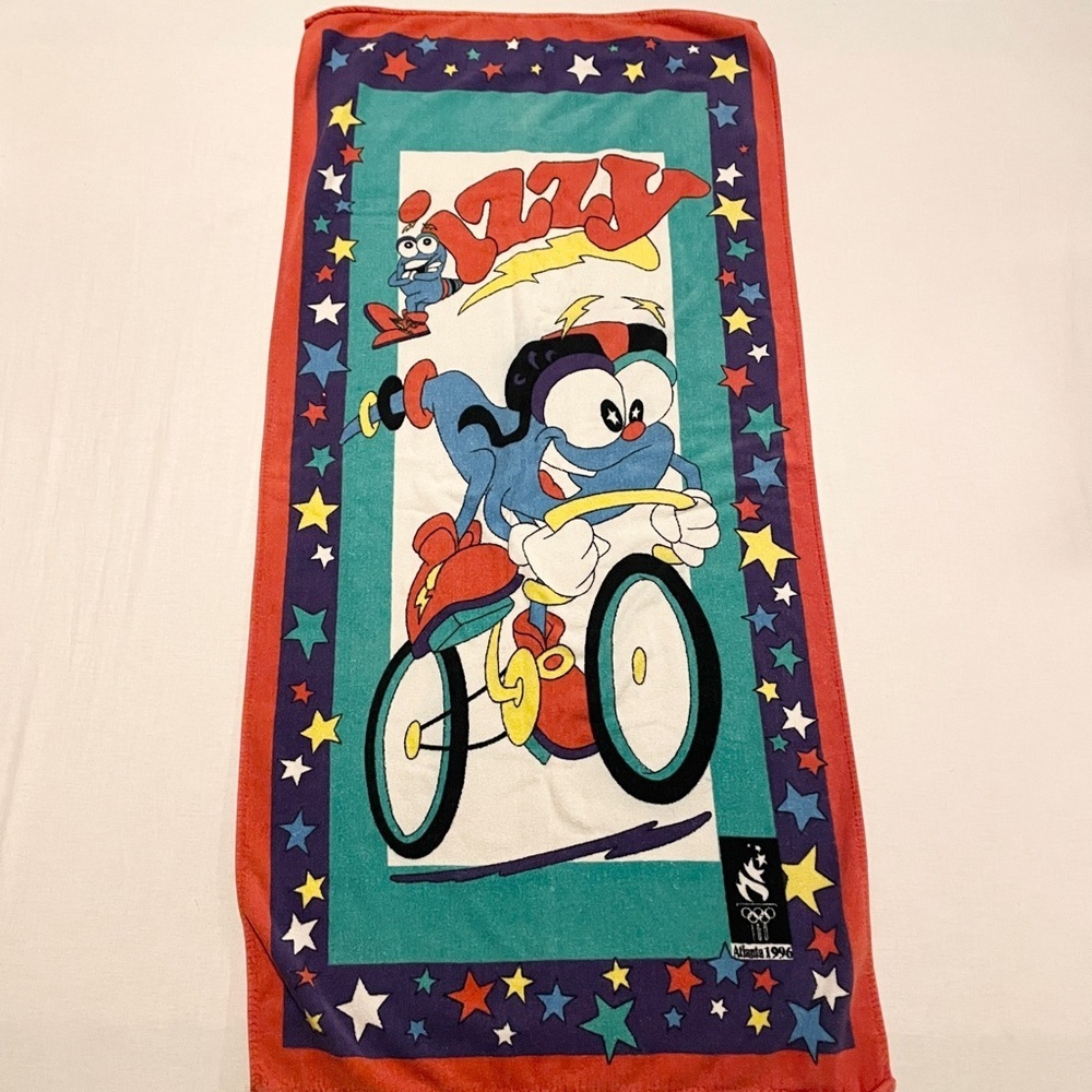 Vintage 1996 Atlanta Olympics Izzy Mascot Beach Towel Cannon